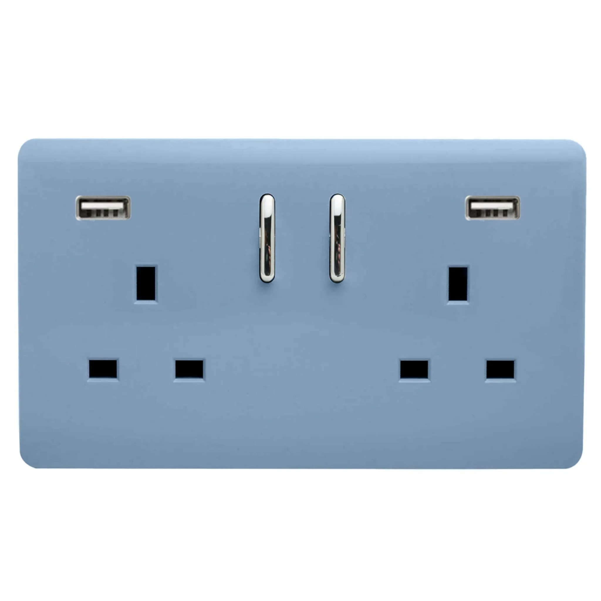 ART-SKT213USB31AASK  2 Gang 13Amp Short S/W Double Socket With 2x3.1Mah USB Sky